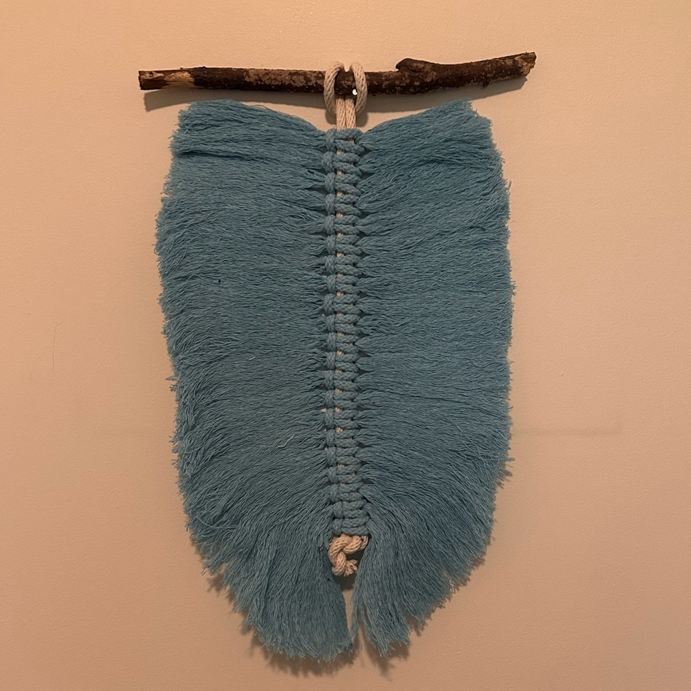 Handmade bohemian blue fashion macramé rustic wall decor hanging